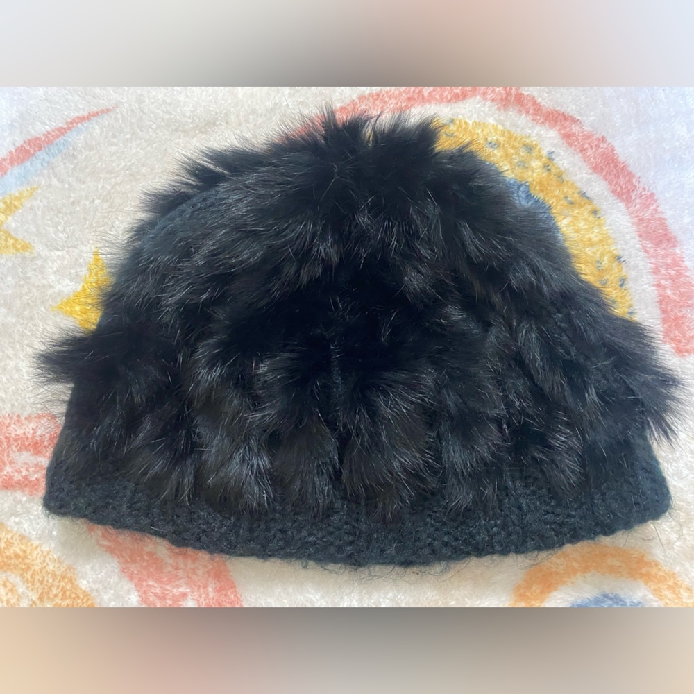 Annabelle Black Fur Beanie